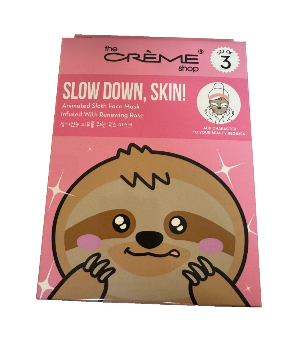 The Crème Shop - Slow Down Skin! Animated Sloth Face Mask - Renewing Rose - 3PK
